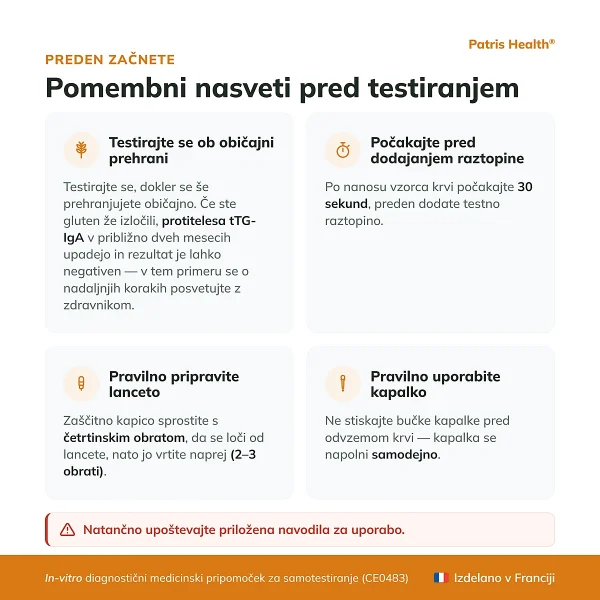 Patris Health Test Celiachia – consigli importanti prima del test