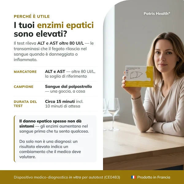Panoramica del Patris Health Test di Funzionalita Epatica con le informazioni principali