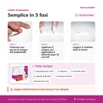 Istruzioni in tre passaggi per usare il Patris Health Test di gravidanza su sangue