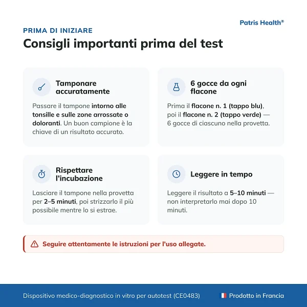 Consigli importanti per usare correttamente l’autotest Streptococco A
