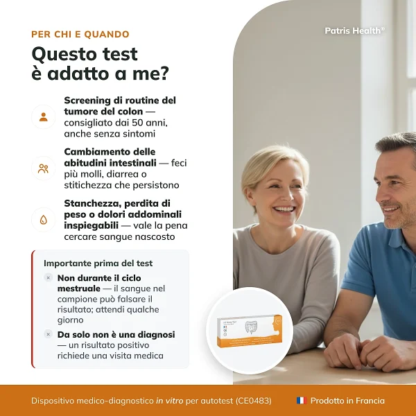 Infografica su chi puo usare il Patris Health Test FIT