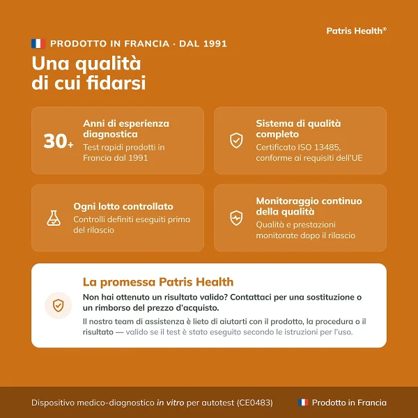 Caratteristiche di qualita del Patris Health Test FIT prodotto in Francia