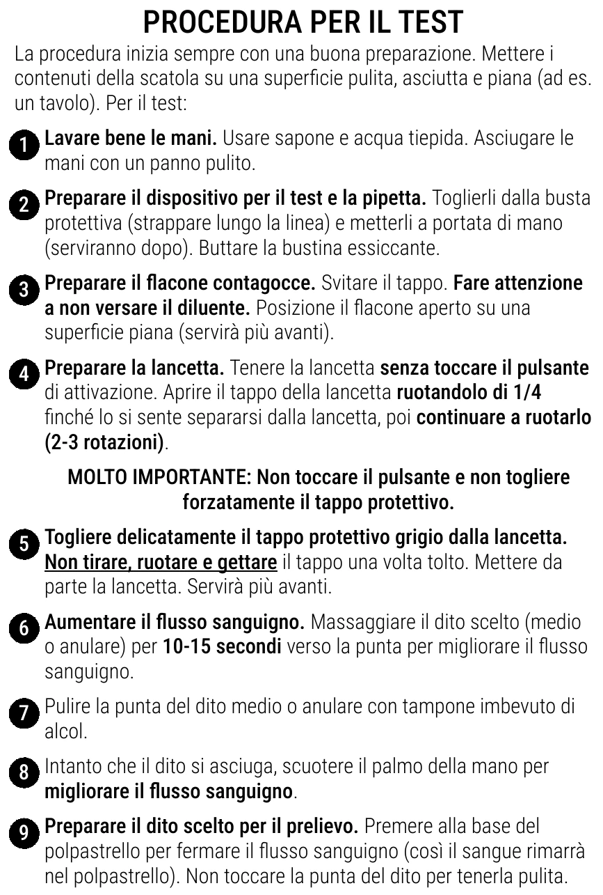 Istruzioni per l’uso del Test per la Proteina C-Reattiva di Patris Health – la procedura per il test