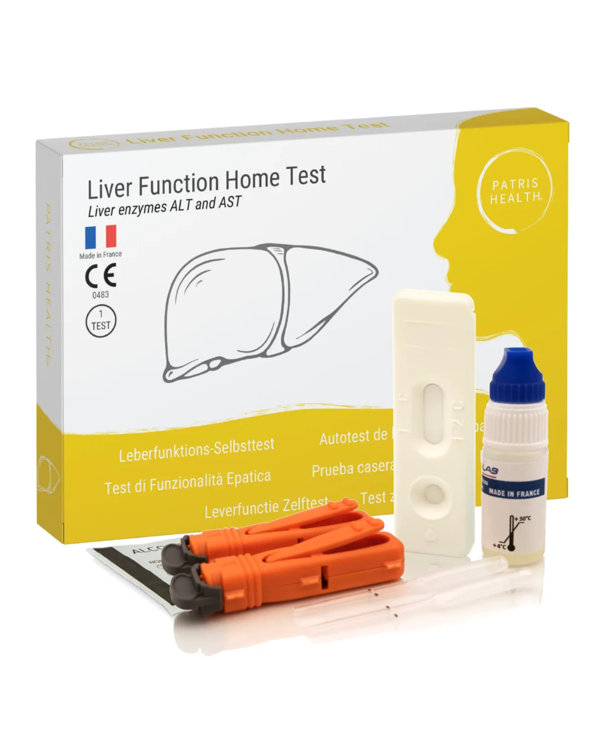 Test di Funzionalità Epatica di Patris Health: la confezione e il contenuto del kit